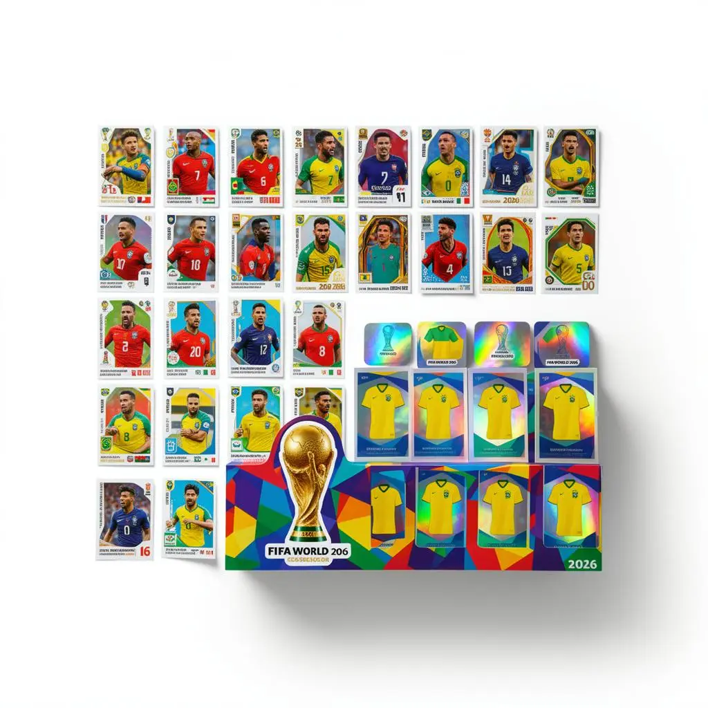 Pacote completo com todas as figurinhas, Neymar Jr, douradas, holográficas